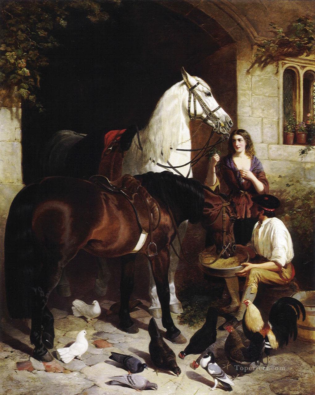 Feeding the Arab 2 Herring Snr John Frederick horse Oil Paintings